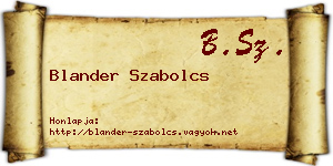 Blander Szabolcs névjegykártya