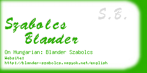 szabolcs blander business card